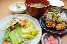 炒蔬菜和龙田油炸膳